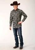 Roper Mens Long Sleeve Snap Vintage Dark Floral Print Western Shirt - Roper - Flyclothing LLC