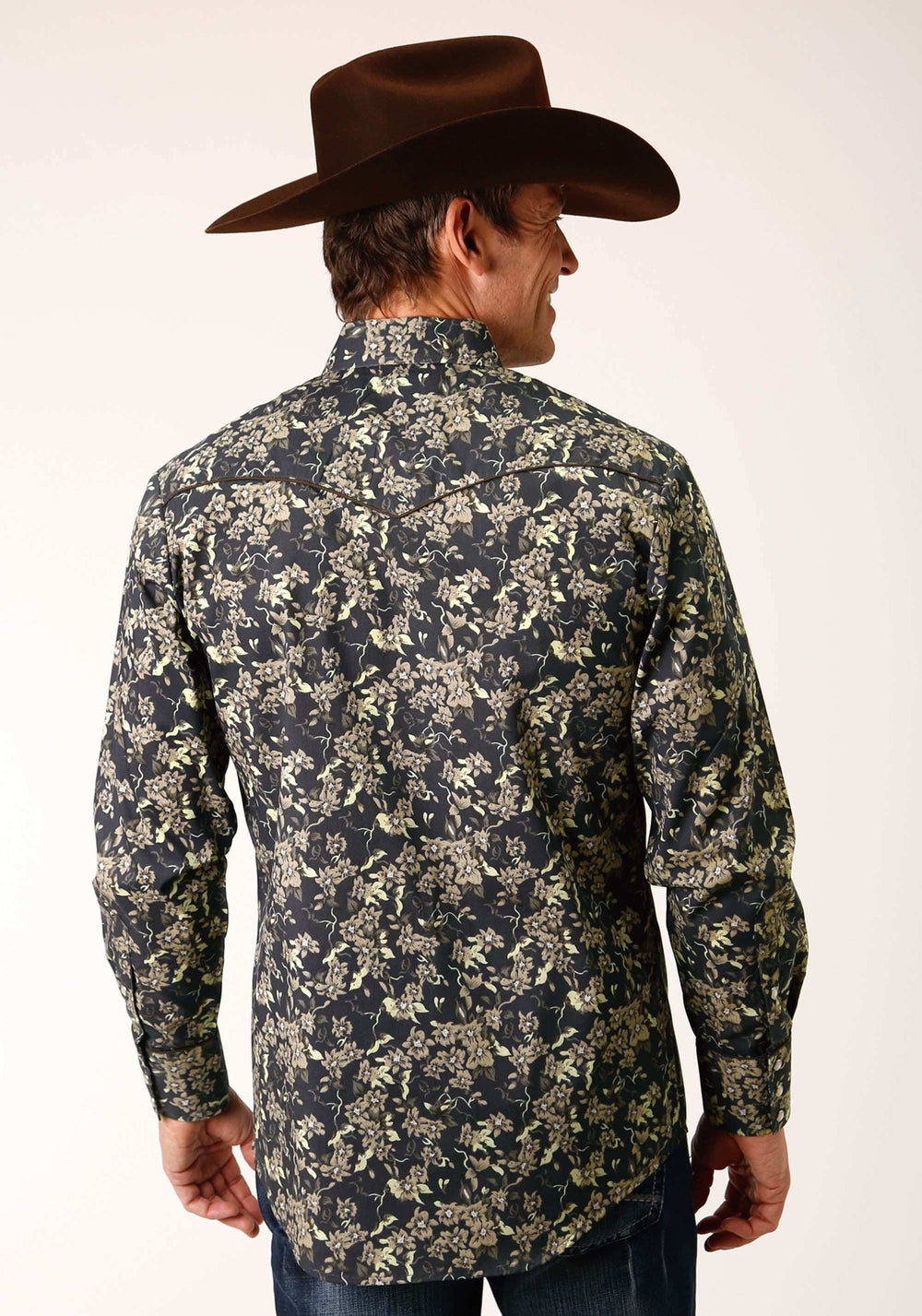 Roper Mens Long Sleeve Snap Vintage Dark Floral Print Western Shirt - Roper - Flyclothing LLC