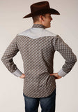 Roper Mens Long Sleeve Snap Chocolate And Cream Teardrop Print Western Shirt - Roper - Flyclothing LLC