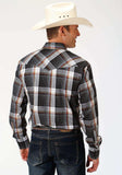 ROPER MENS BLACK WHITE AND RUST PLAID LONG SLEEVE SNAP WESTERN SHIRT - Roper - Flyclothing LLC