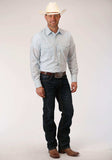 Roper Mens Blue And White Stripe Long Sleeve Snap Western Shirt - Roper - Flyclothing LLC