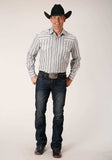 Roper Mens Long Sleeve Snap Ltgy Charcoal White Stripe Western Shirt - Roper - Flyclothing LLC