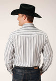 Roper Mens Long Sleeve Snap Ltgy Charcoal White Stripe Western Shirt - Roper - Flyclothing LLC