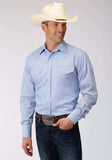 Roper Mens Blue Double Diamond Tone On Tone Long Sleeve Snap Western Shirt - Roper - Flyclothing LLC