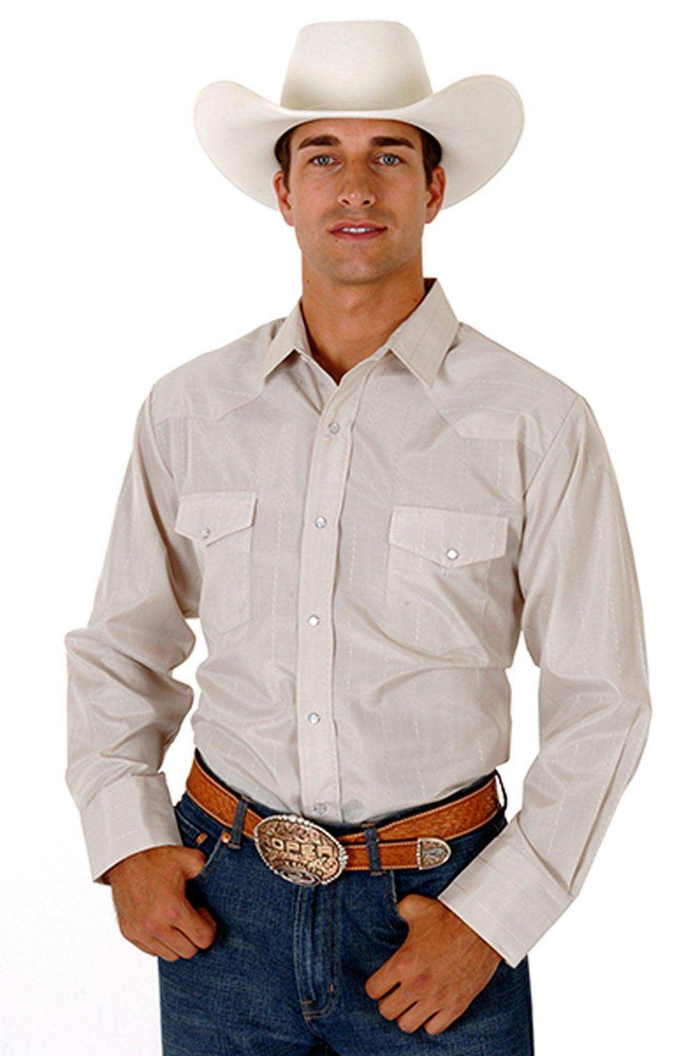 ROPER MENS TAN TONE ON TONE LONG SLEEVE SNAP WESTERN SHIRT - Roper - Flyclothing LLC