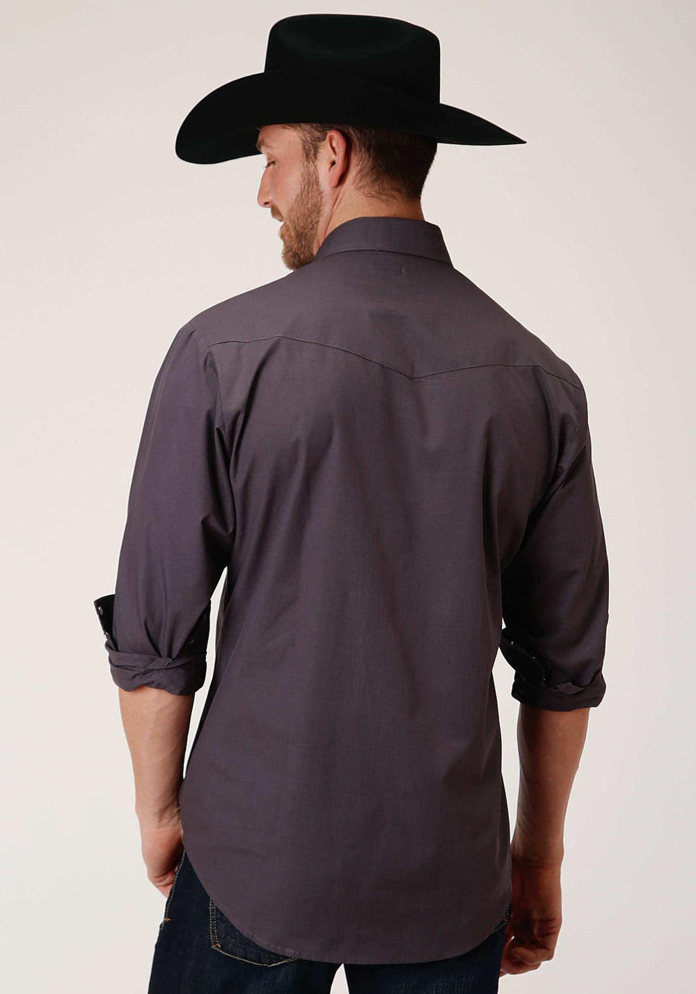 Roper Mens Long Sleeve Snap Grey Slubby Tone On Tone Western Shirt Tall Fit - Roper - Flyclothing LLC