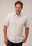 Roper Mens Short Sleeve Snap White And Red Floral Print Western Shirt - Roper - Flyclothing LLC