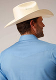 Roper Mens Short Sleeve Snap Solid Broadcloth Heritage Blue Western Shirt - Roper - Flyclothing LLC