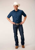 Roper Mens Short Sleeve Snap Solid Broadcloth Summer Navy Western Shirt - Roper - Flyclothing LLC