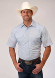 Roper Mens Blue And White Stripe Short Sleeve Snap Western Western - Roper - Flyclothing LLC