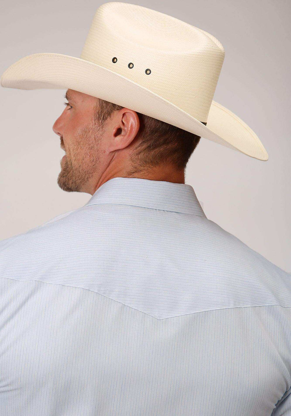 Roper Mens Blue And White Stripe Short Sleeve Snap Western Western - Roper - Flyclothing LLC