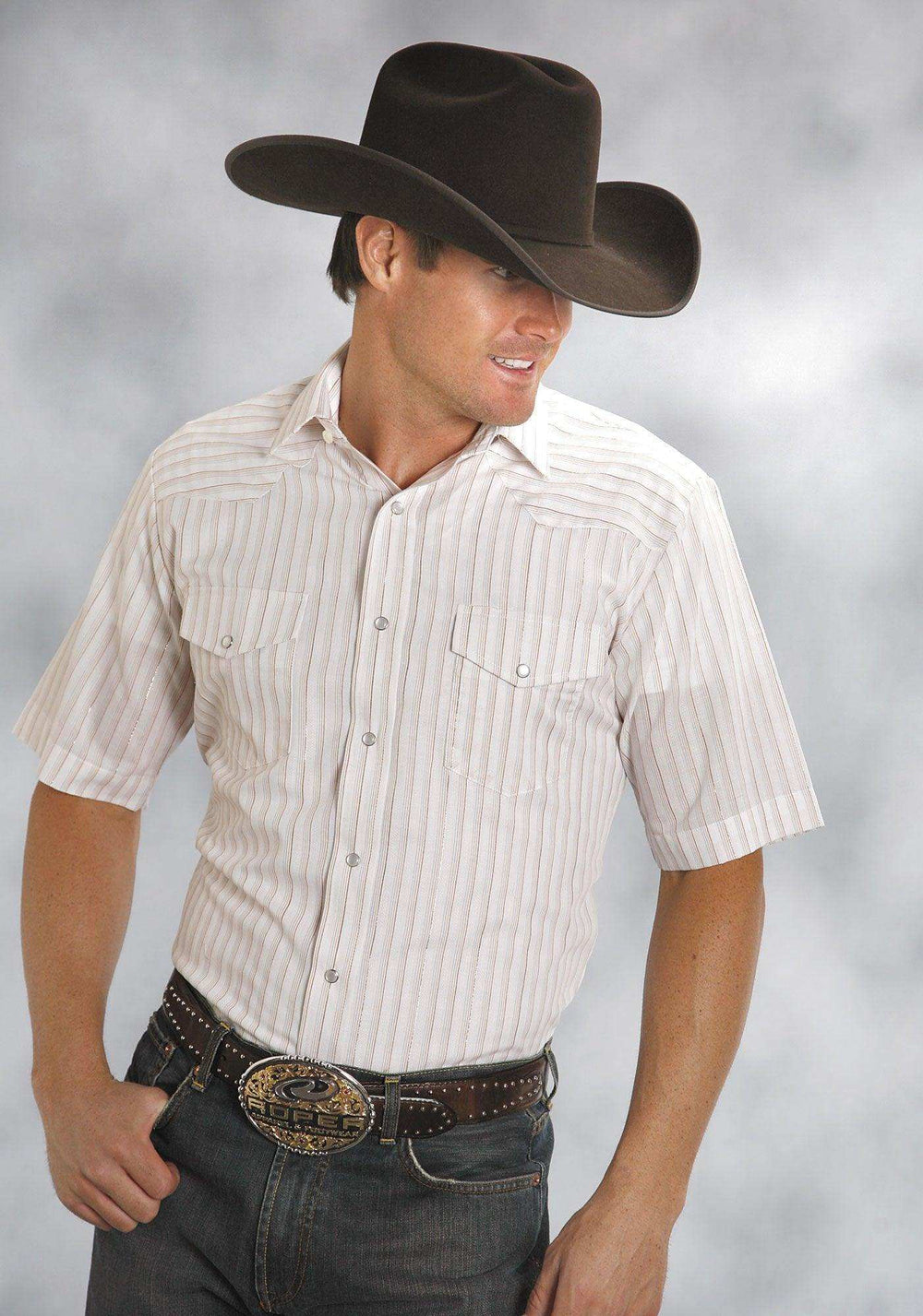 ROPER MENS WHIT TONE ON TONE SHORT SLEEVE SNAP WESTERN SHIRT - Roper - Flyclothing LLC