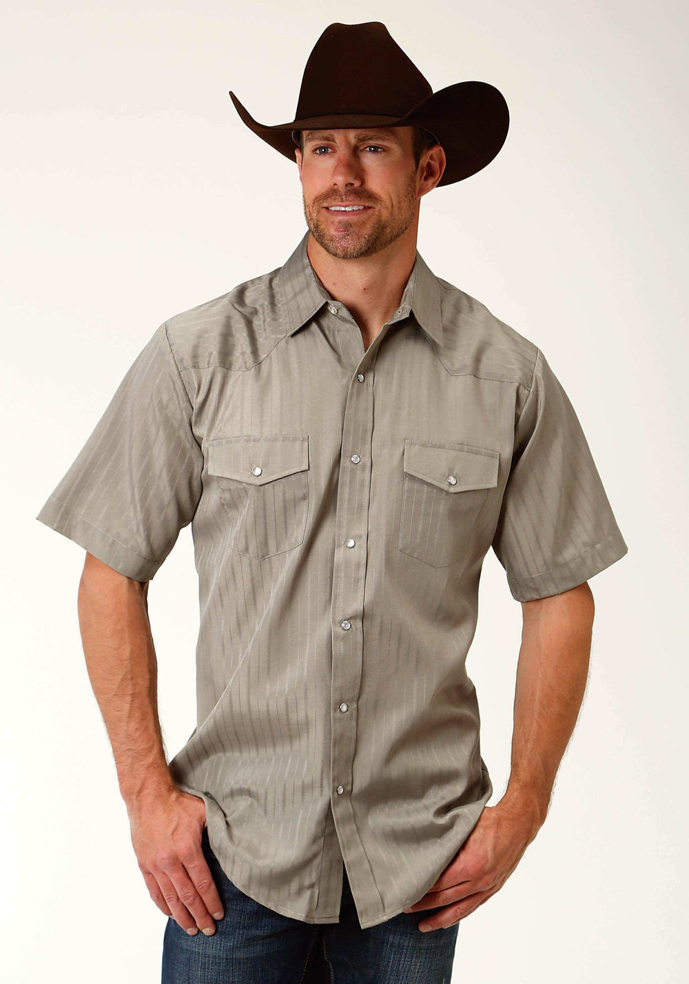 Roper Mens Green Tone On Ton Short Sleeve Snap Western Shirt - Roper - Flyclothing LLC