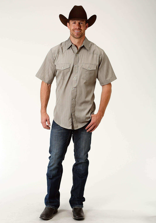Roper Mens Green Tone On Ton Short Sleeve Snap Western Shirt - Roper - Flyclothing LLC