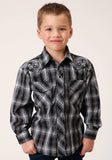Roper Boys Long Sleeve Snap Black And White Plaid Western Shirt - Roper - Flyclothing LLC
