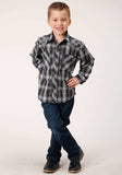 Roper Boys Long Sleeve Snap Black And White Plaid Western Shirt - Roper - Flyclothing LLC