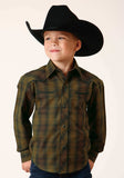Roper Boys Long Sleeve Snap Black Gold Plaid Western Shirt - Roper - Flyclothing LLC