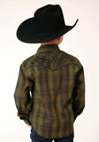 Roper Boys Long Sleeve Snap Black Gold Plaid Western Shirt - Roper - Flyclothing LLC