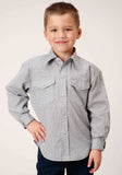 Roper Boys Long Sleeve Snap Grey And White Print Western Shirt - Roper - Flyclothing LLC
