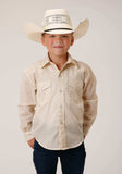 Roper Boys Long Sleeve Snap Cream Diamond Print Western Shirt - Roper - Flyclothing LLC