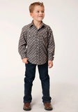 Roper Boys Long Sleeve Snap Chocolate And Cream Tear Drop Print Western Shirt - Roper - Flyclothing LLC