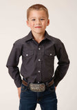 Roper Boys Long Sleeve Snap Solid Broadcloth Charcoal Western Shirt - Roper - Flyclothing LLC