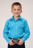 Roper Boys Long Sleeve Snap Solid Broadcloth Turquoise Western Shirt - Roper - Flyclothing LLC
