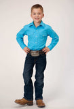 Roper Boys Long Sleeve Snap Solid Broadcloth Turquoise Western Shirt - Roper - Flyclothing LLC