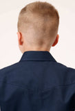 Roper Boys Long Sleeve Snap Solid Broadcloth Navy Western Shirt - Roper - Flyclothing LLC