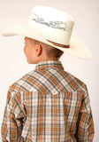 Roper Boys Long Sleeve Snap Khaki Forest Green Cream Plaid Western Shirt - Roper - Flyclothing LLC
