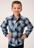 Roper Boys Long Sleeve Snap Light Blue And Navy Plaid Western Shirt - Roper - Flyclothing LLC