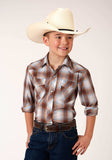 Roper Boys Long Sleeve Snap Butterscotch Light Blue And Cream Plaid Western Shirt - Roper - Flyclothing LLC