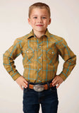 Roper Boys Long Sleeve Snap Butterscotch Turquoise Plaid Western Shirt - Roper - Flyclothing LLC