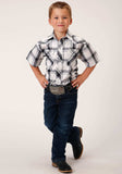 Roper Boys Short Sleeve Snap White Black Grey Plaid Western Shirt - Roper - Flyclothing LLC