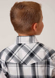 Roper Boys Short Sleeve Snap White Black Grey Plaid Western Shirt - Roper - Flyclothing LLC