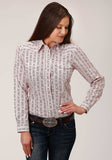 Roper Womens Long Sleeve Snap Wine And Cream Wallpaper Print Western Shirt - Roper - Flyclothing LLC