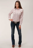 Roper Womens Long Sleeve Snap Wine And Cream Wallpaper Print Western Shirt - Roper - Flyclothing LLC
