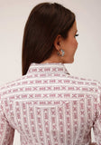 Roper Womens Long Sleeve Snap Wine And Cream Wallpaper Print Western Shirt - Roper - Flyclothing LLC