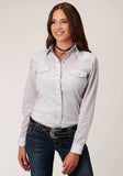 Roper Womens Long Sleeve Snap White Black Grey Teardrop Print Western Shirt - Roper - Flyclothing LLC