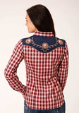 Roper Womens Long Sleeve Snap Red Navy And Cream Small Plaid Scale Western Shirt - Roper - Flyclothing LLC