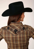 Roper Womens Long Sleeve Snap Multi Brown Plaid Western Shirt - Roper - Flyclothing LLC