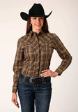 Roper Womens Long Sleeve Snap Multi Brown Plaid Western Shirt - Roper - Flyclothing LLC