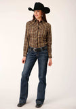 Roper Womens Long Sleeve Snap Multi Brown Plaid Western Shirt - Roper - Flyclothing LLC
