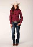 Roper Womens Long Sleeve Snap Solid Broadcloth Deepoly Rayonusset Western Shirt - Roper - Flyclothing LLC