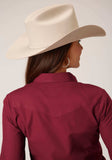 Roper Womens Long Sleeve Snap Solid Broadcloth Deepoly Rayonusset Western Shirt - Roper - Flyclothing LLC