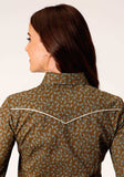 Roper Womens Long Sleeve Snap Brown Turquoise And Cream Mini Floral Western Shirt - Roper - Flyclothing LLC