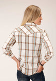 Roper WOMENS LONG SLEEVE SNAP CR BROWN GREEN LRG SCALE PLAID WESTERN SHIRT - Roper - Flyclothing LLC