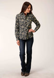 Roper Womens Long Sleeve Snap Vintage Dark Floral Print Western Shirt - Roper - Flyclothing LLC