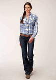 Roper Womens Long Sleeve Snap Peri Cream And Tan Plaid Western Shirt - Roper - Flyclothing LLC