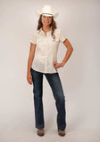 Roper Womens Short Sleeve Snap Cream Diamond Print Western Shirt - Roper - Flyclothing LLC